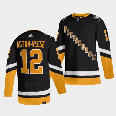 Adidas Pittsburgh Penguins #12 Zach AstonReese Men's 202122 Alternate Authentic NHL Jersey Black